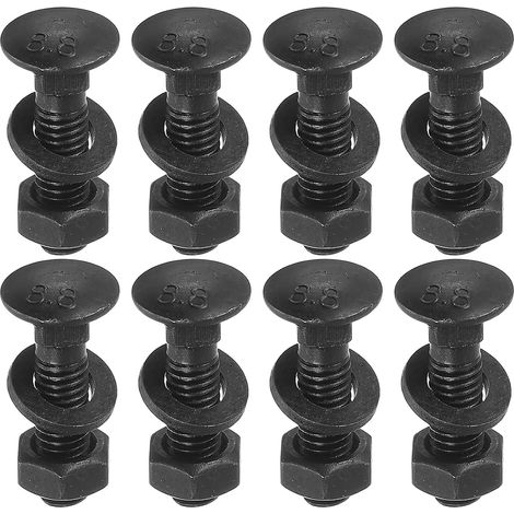 Kit de Boulons de Carrosserie M6 x 20mm, 25 Ensembles de Vis à Tête Ronde à Col Carré, Comprenant Rondelles et Écrous - Acier au Carbone Noir Oxydé pour Fixation d'Accessoires (1/5)