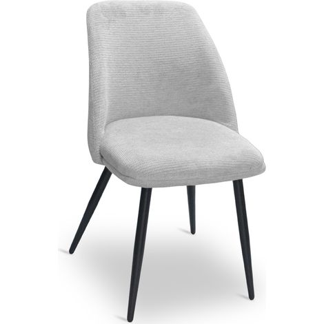 Sedia da sala pranzo Kety in microfibra grigio chiaro con gambe in metallo nero
