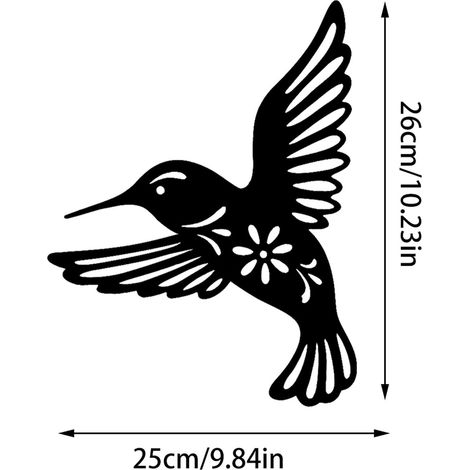 Décoration Murale Colibri Oiseau en Métal Noir, 3 Pièces 10.2in Décoration Murale en Fer Forgé Colibri, Art Mural en Métal Oiseaux pour Les Amoureux des Oiseaux Salon (1/4)