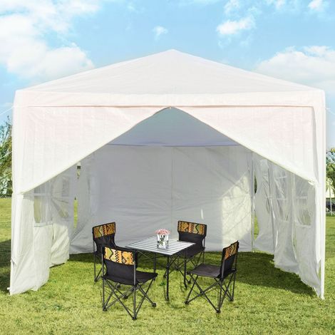 Pavillon de jardin 3x9m tente de fete tente de jardin tente de protection uv blanc (1/5)