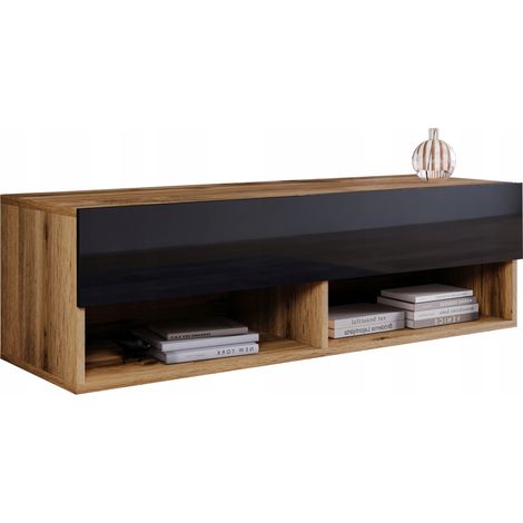 Moderner, griffloser 100-cm-TV-Schrank mit Hochglanzfronten, freistehend oder wandmontiert. (1/5)