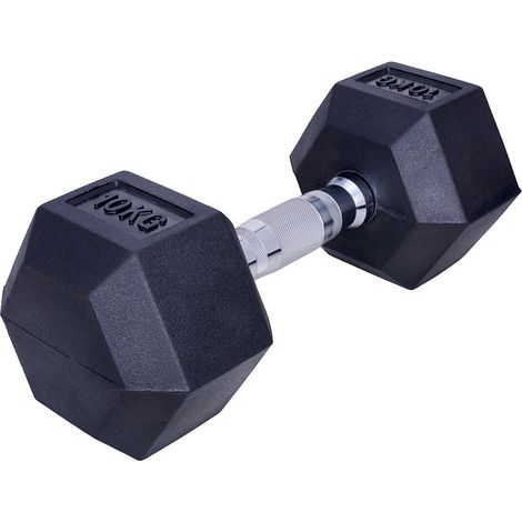 Haltères hexagonales - caoutchouc noir - 10 kg - lot de 2