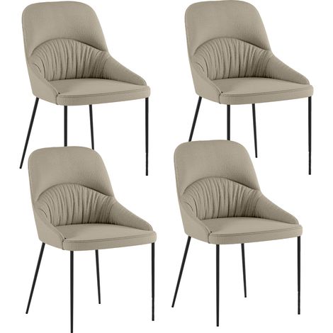 Set 4 Sedie Ginevra 54x63x89 cm in Tessuto Easy-Clean Beige (1/5)