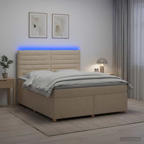 vidaXL Cama box spring con colchón Crema 140 x 200 cm Tela (1/5)