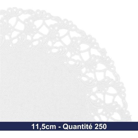 GDP - Dessous de verre dentelle rond en papier - Blanc - 11,5cm - x250 (1/2)