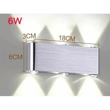 Moderne Applique Murale 6 LED Lampe Ampoule Murale en Alu Lumiere Interieur Decoratif pour Maison Couloir du blanc froid 6W (1/3)