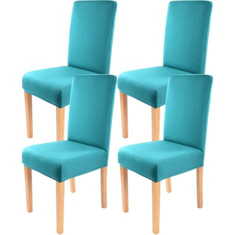 Housses de Chaise Stretch  Turquoise 4 pièces (1/4)