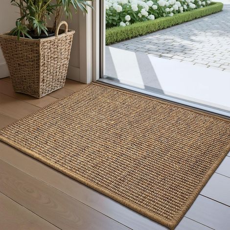 Tapis de Porte en Sisal Tissé à la Main, Tapis d’Entrée Antidérapant et Durable, Paillasson d’Accueil pour Entrée de Maison, Tapis de Sol pour Entrée, 50 x 80 cm, Sisal Brun (1/5)