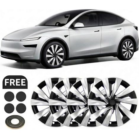 Set di 4 copricerchi/guanti argentati per Tesla Model Y Juniper 2025-2026 (19 pollici) (1/5)