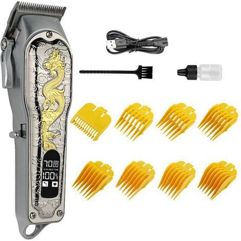 1 jeu de couleurs : voir photo. Matériau : métal. Tondeuse à cheveux rétro motif dragon en métal DC5V rechargeable par USB.
