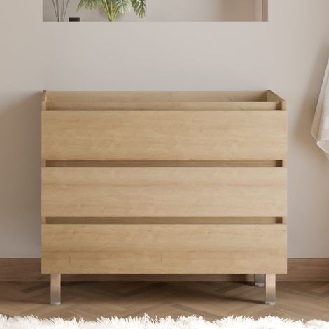 Meuble sous vasque seul, 3 tiroirs, 100cm, pour simple vasque - nebraska (chêne clair) - MAYOR (1/3)