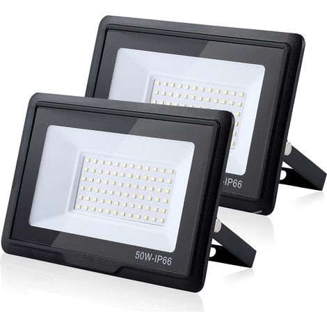 Projecteur LED Extérieur 50W, 5000LM Super Brillant, IP66 Étanche, 6000K Blanc Froid pour Garage, Jardin, Terrasse, Cour(2pcs) (1/5)