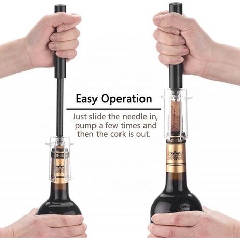 Pompe à air Tire-bouchon à vin Bar Outils Coffre-fort Portable En Acier Inoxydable Pin Cork Remover Pression D'air Ouvre-Bouteille Cuisine Accessoires Noir