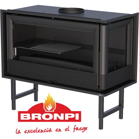 BRICOSOL ESTUFA DE LEÑA INSERTABLE BRONPI CON TURBINAS MODELO PARIS-90- CRISTAL DERECHO (1/5)