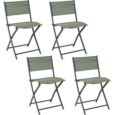 Lot de 4 Chaises - HOME DECO FACTORY - Elba - Pliante - Moderne - Verte (1/5)