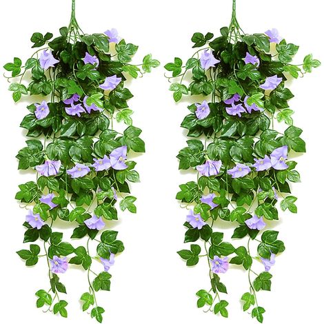 Lot de 2 plantes grimpantes artificielles à feuilles et fleurs suspendues-AquaForge (1/4)