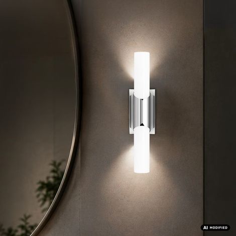 Briloner Applique Salle de Bain LED 32x6,5x6,8 cm 7W 750lm 4000K Blanc Neutre IP44 Interrupteur Chrome - Lampe Miroir Salle de Bain (1/5)