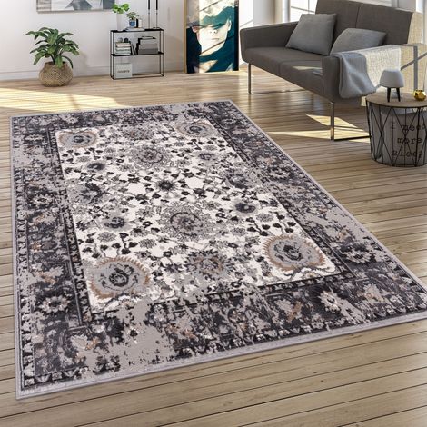Paco Home Teppich Wohnzimmer Kurzflor Orient Muster Vintage Stil Moderne Ornamente Bordüre 60x100 cm, Grau 6