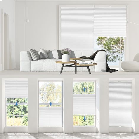 Sekey Plissee Verdunkelung ohne Bohren Lichtschutz verspannt Klemmfix Faltenstore 100% Verdunkelung Blickdicht Sonnenschutz, 80 x 130 cm (1/5)