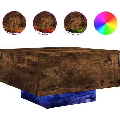 Maison Exclusive - Couchtisch mit LED-Leuchten Räuchereiche 55x55