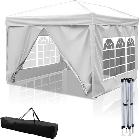 TolleTour Tenda pieghevole da esterno 3x3m con protezione UV 50+, gazebo pieghevole antipioggia, bianco (1/5)