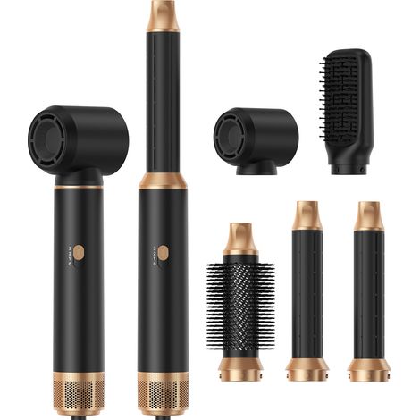 (5 en 1 (Noir et Or) Norme européenne) Nouveau sèche-cheveux multifonctionnel 5 en 1 avec peigne à air chaud (1/5)