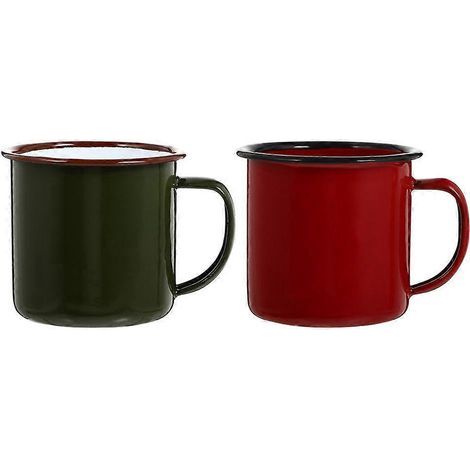 Set aus 2 emaillierten Teetassen für Zuhause, emaillierte Wasserbecher – 6,5 x 6,5 x 6 cm (1/4)