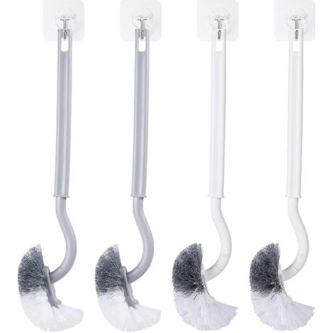 4er-Pack Toilettenbürsten, Toilettenbürsten, Toilettenbürsten mit Kantenreinigung, Toilettenbürsten mit langem Griff, Toilettenbürsten für die Tiefenreinigung (Grau/Weiß)