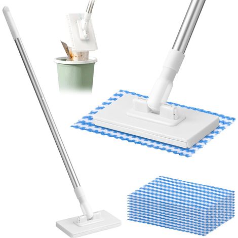 Mini Serpillère à Métabolisme Automatique, Balai Plat Rotative 360° avec 10 Serpillères Réutilisables, Balai DéMontable, SerpillèRe pour Nettoyer les Sols, les Placards et les Murs (1/5)