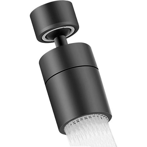 Aérateur de robinet, bec pivotant à 360°, 2 modes, convient aux robinets de cuisine et de salle de bain, noir