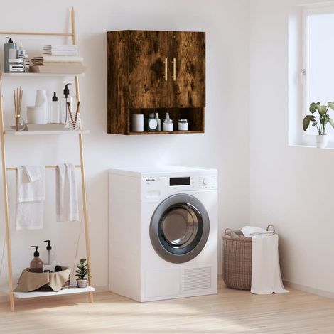 Armoire murale, Placard de Rangement Toilettes, Meuble Haut de Salle de Bain chêne fumé 60x31x70 cm bois d'ingénierie LKOWF97058 (1/5)
