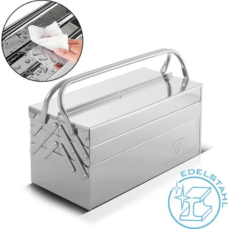STAHLWERK caja de herramientas caja de herramientas de acero inoxidable caja de herramientas vacía (1/5)