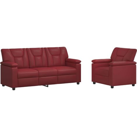 Juego de Sofá 2 pcs Rojo vino Cuero sintético vidaXL