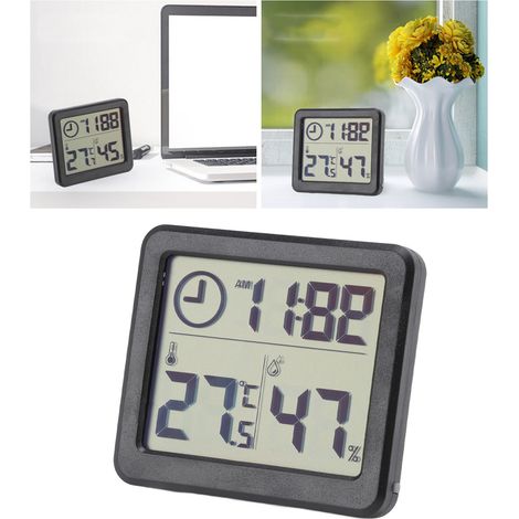 Heimthermometer, Innenraum-Hygrometer, 1 cm dick, einfaches, intelligentes digitales elektronisches Thermometer und Hygrometer für Zuhause, für Babyzimmer, Wohnzimmer, Büros und Gewächshäuser, schwarz (1/5)
