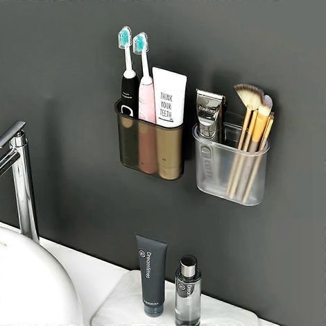 Porte-brosse à dents mural pour salle de bain, boîte de rangement pour produits cosmétiques (1/4)