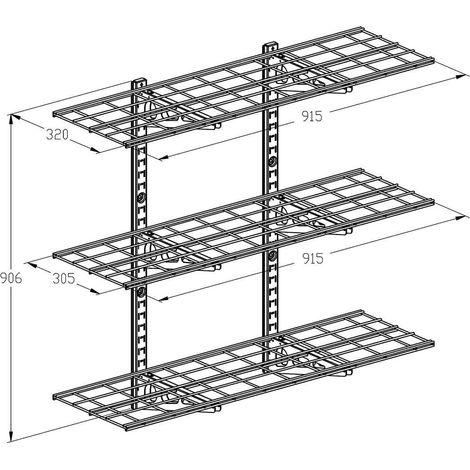 Ergosolid PG33B estantería colgante negra 3 niveles