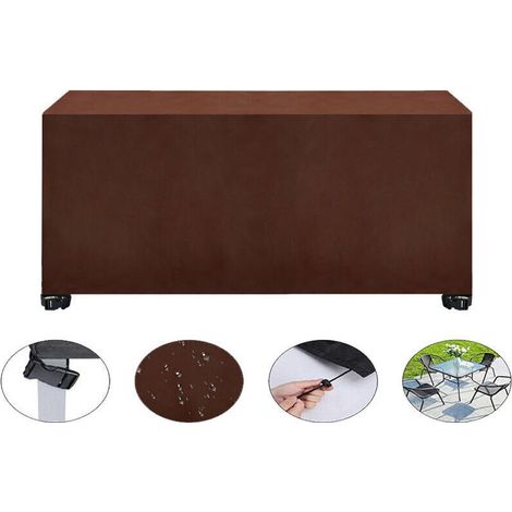Housse Salon de Jardin avec Grilles D’aération, Iimperméable, Coupe-Vent, Anti-UV, Robuste Tissu Oxford 420D Housse de Protection pour Table Chaise Meubles, Rectangulaire (205x104x71cm) - Curry (1/4)