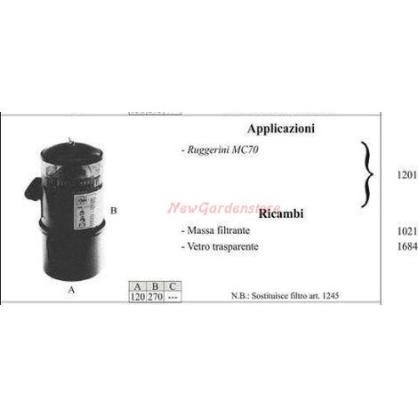 Filtro olio RUGGERINI per motocoltivatore MC70 1201