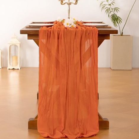 Mesa de cocina de 1 pieza de 300 x 90 cm, estilo bohemio, de malla, cumpleaños, despedidas de soltera y banquetes, Color azul empolvado (1/5)