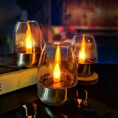 Bougie Solaire - Bougie LED Sans Flamme Avec Flicker - Étanche IP65 Pour Extérieur Jardin Mariage Fête - Rechargeable Par Panneau Solaire - 1 Pièce (1/5)