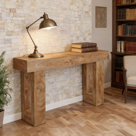 Console d'entrée 160x35x85 cm marron, style rustique, structure en bois, montage requis MEUBLIV (1/5)