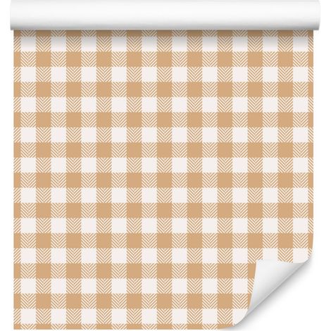 Papel pintado con estampado de tela, parte superior color crema, parte inferior color crema, para salón y dormitorio, 50x1000 cm. (1/5)