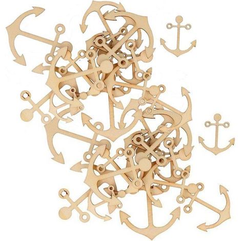 120 mini décorations en bois - Ancres de bateau (1/4)