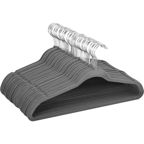 Cintre - Antidérapant Velours - Acier Inoxydable Pivotant 360° - Pour Costumes Vestes Jupes Pantalons - Lot de 100 (1/3)