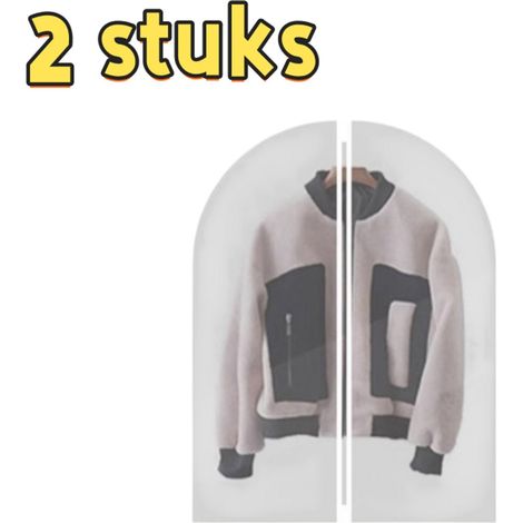 Lot de 2 housses à vêtements 60 x 80 cm transparentes avec fermeture éclair imperméable et anti-poussière pour robes costumes manteaux et cintres (1/4)