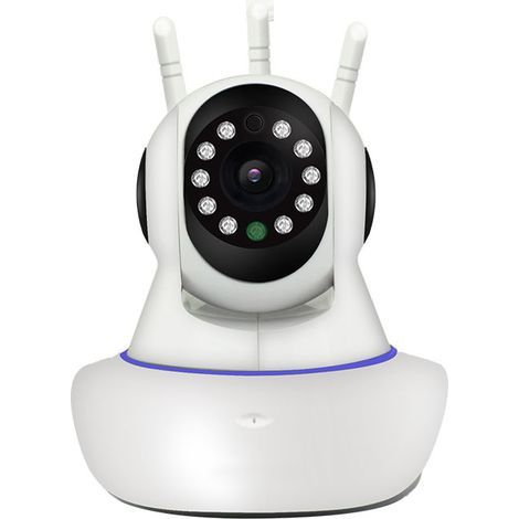 Robot de seguridad HD para interiores con 3 antenas, audio inalámbrico, IP, Wi-Fi, PTZ, rotación de 360°, Full HD 1080p, sensor de visión nocturna a color con alarma y aplicación móvil. (1/5)