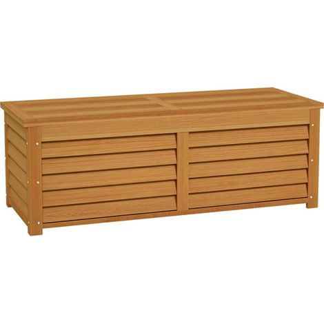 Coffre de rangement extérieur jardin 176L en bois avec poignée, dim. 130L x 50l x 45H cm