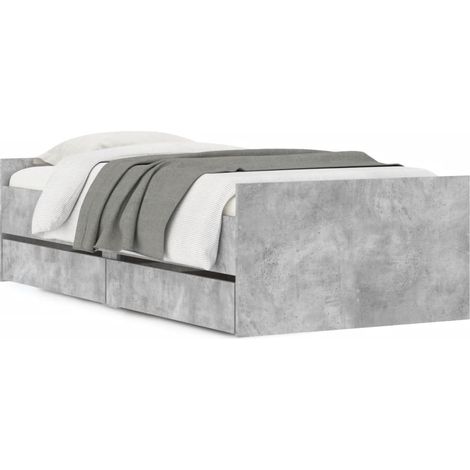 Lit simple,Lit adulte,Cadre de lit avec tiroirs sans matelas gris béton 90x190 cm CFW5717399 (1/5)
