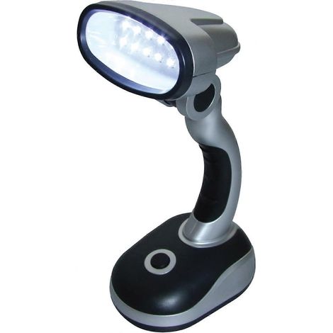 Lampe de bureau portable à 12 LED pour le travail à domicile, la lecture, la lecture au chevet de l'ordinateur, le camping, flexible, sans fil, à lumière vive, fonctionnant sur piles (noire) (1/5)
