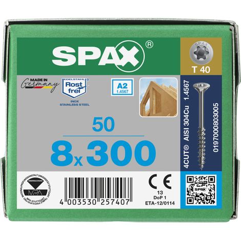 Spax 8x300 A2 Senkmultikopf T-Star Plus T40 Teilgewinde 4Cut 50 St (1/5)